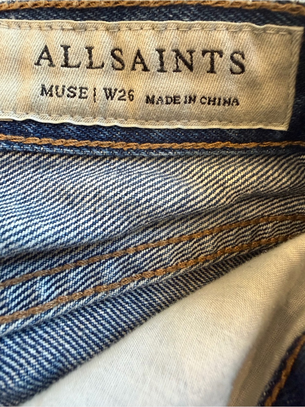 ALL SAINTS Distressed High-Rise Blue Women’s Jeans Size 26 - Picture 3 of 3